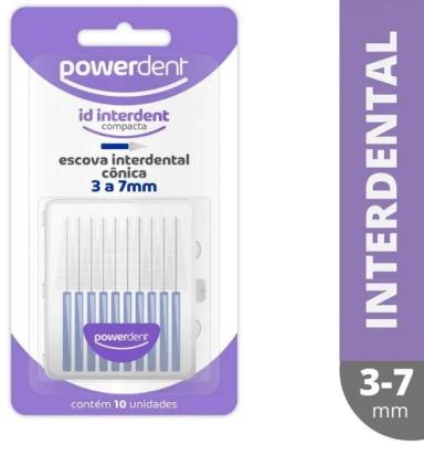 ESCOVA INTERDENTAL POWERDENT CONICA 3 A 7MM 10 UNIDADES 1240