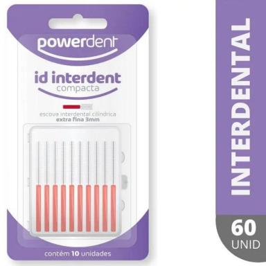 KIT COM 60 ESCOVA INTERDENTAL POWERDENT CILINDRICA 3MM 1236