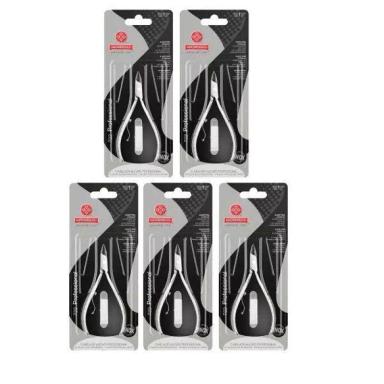 KIT COM 5 ALICATES DE CUTICULA PROFISSIONAL MUNDIAL INOX 722