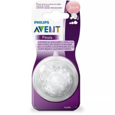 BICO DE MAMADEIRA PETALA Nº3 (3M+) FLUXO VARIAVEL SCF045/27 PHILIPS AVENT - 2 UNIDADES