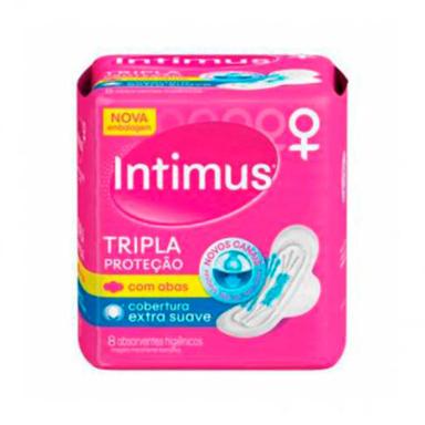 ABSORVENTE INTIMUS COM ABAS TRIPLA PROTEçãO SUAVE C/8UN