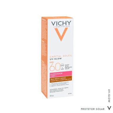 VICHY CAPITAL SOLEIL UV GLOW FPS60 PELE MéDIA A NEGRA 40G