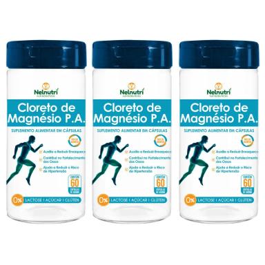 KIT 3UNI CLORETO MAGNéSIO P.A. 60 CáPS - NELNUTRI