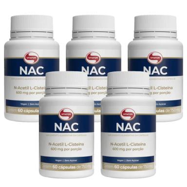 KIT 5UNI NAC N-ACETIL L-CISTEíNA 60 CáPS 750MG - VITAFOR