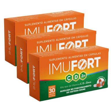 KIT 3UNI IMUFORT C, D E ZINCO 30 CáPS - EUROFITO
