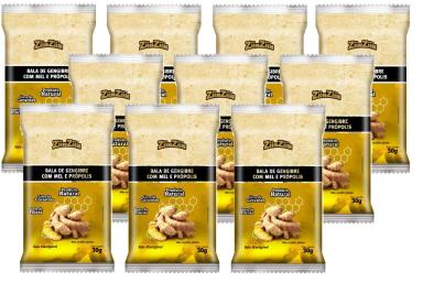 BALA DE GENGIBRE COM MEL E PRóPOLIS 10UNI DE 30GR CADA - ZIINZIIN