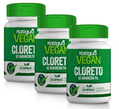 KIT 3UNI VEGAN CLORETO DE MAGNéSIO 60 CáPS  - KATIGUá