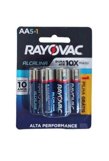 PILHA PALITO AA ALCALINA PAGUE 5 LEVE 6 RAYOVAC