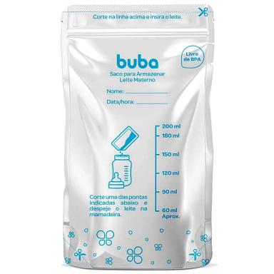 SACO PARA LEITE MATERNO BUBA 200ML - 25 UNIDADES