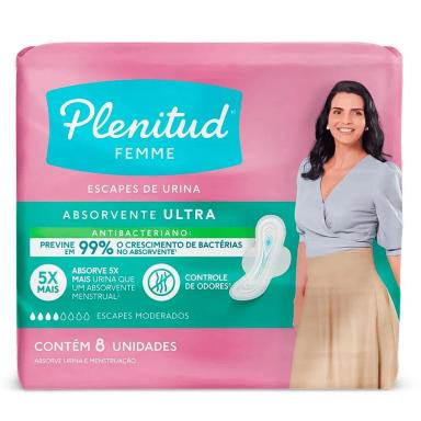 ABSORVENTE PLENITUD FEMME ULTRA COM ABAS - 8 UNIDADES