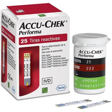 TIRAS REAGENTES ACCU-CHEK PERFORMA ROCHE - 25 TIRAS