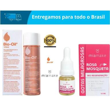 KIT ÓLEO BIO-OIL 125ML + ÓLEO ROSA MOSQUETA MIA MAKE 10ML