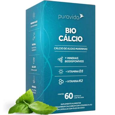 BIO CáLCIO - VITAMINA D3 + VITAMINA K2 - (60 CAPSULAS) - PURAVIDA ORIGINAL