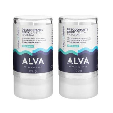 KIT 2 DESODORANTE DE PEDRA CRISTAL STICK SENSITIVE 120G - ALVA