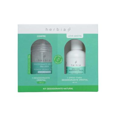 KIT COM DESODORANTE KRISTALL DEO STICK E SPRAY ANTISSéPTICO 100G - HERBIA