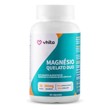 Magnésio Quelato Vhita Dimalato e Bisglicinato 60 cápsulas