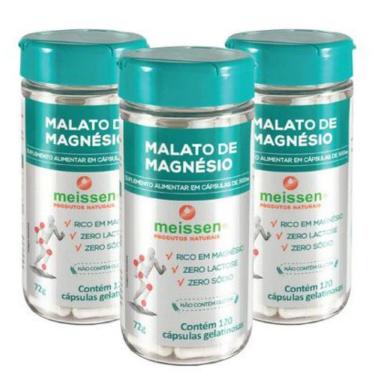Kit 3Uni Malato De Magnésio 500Mg 120 Cáps - Meissen