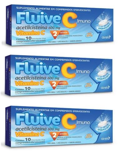 KIT 3UNI FLUIVE C IMUNO EFERVESCENTE 10 COMPRIMIDOS - AIRELA