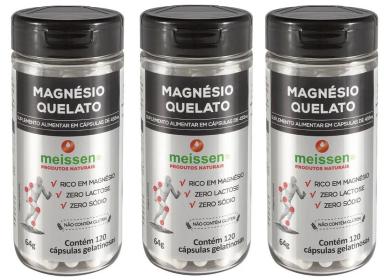 Kit 3X Magnésio Quelato 433Mg (3X 120 Cápsulas) - Meissen