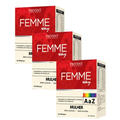 KIT 3UNI FEMME WAY MULHER A/Z 60 CáPS - PREVENT PHARMA