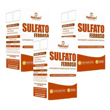 Kit 3Uni Sulfato Ferroso 120 Cáps - Nelnutri