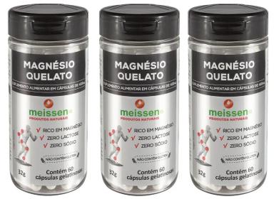 Kit 3X Magnésio Quelato 433Mg (3X 60 Cápsulas) - Meissen
