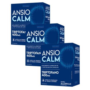KIT 3UNI ANSIOCALM - L-TRIPTOFANO 400MG 30 CáPS - PREVENT PHARMA
