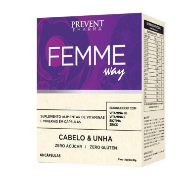 FEMME WAY CABELO E UNHA 60 CáPS - PREVENT PHARMA