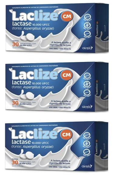 KIT 3UNI LACLIZE 30 COMPRIMIDOS MASTIGáVEIS - AIRELA