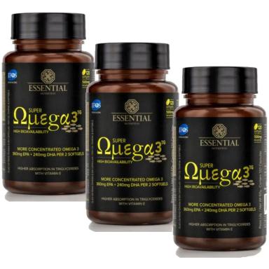 KIT 3X SUPER OMEGA 3 TG 500MG - ( 120 CAPS CADA) - ESSENTIAL NUTRITION