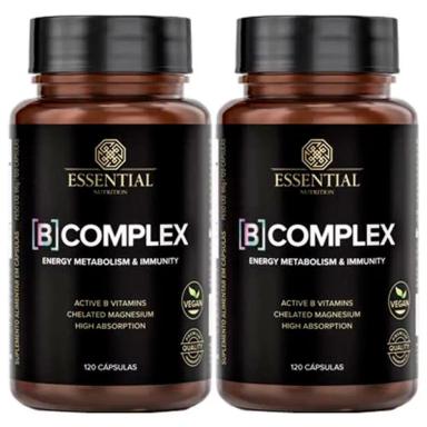 KIT 2X B COMPLEX VITAMINAS DO COMPLEXO B + MAGNéSIO - 120 CAPS CADA - ESSENTIAL NUTRITION
