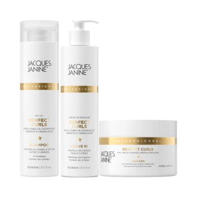 JACQUES JANINE PERFECT CURLS SHAMPOO 240ML, MáSCARA 240MG E LEAVE-IN 240ML