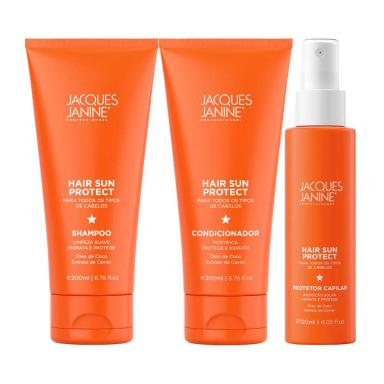 JACQUES JANINE HAIR SUN PROTECT SHAMPOO 200ML, CONDICIONADOR 200ML E SPRAY 120ML