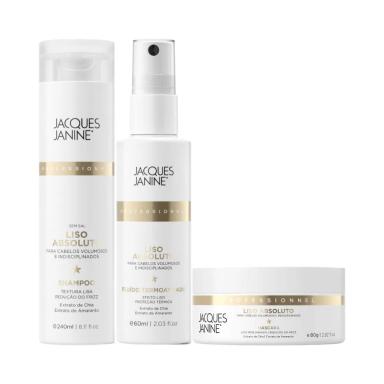 JACQUES JANINE LISO ABSOLUTO SHAMPOO 240ML, MáSCARA 80G E FLUíDO 60ML
