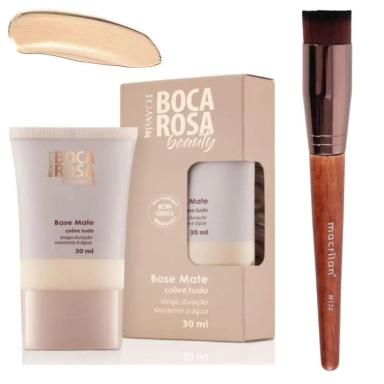 COMBO BASE BOCA ROSA  + PINCEL PROFISSIONAL KABUKI MACRILAN - M132 + 01 MARIA - xpto