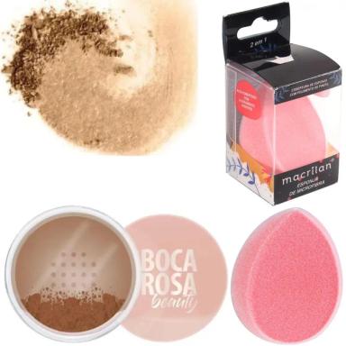 COMBO Pó FACIAL MáRMORE BOCA ROSA + ESPONJA MICROFIBRA - 72402 + EP02 - xpto