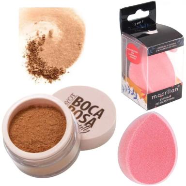 COMBO Pó FACIAL MáRMORE BOCA ROSA + ESPONJA MICROFIBRA - 72403 + EP02 - xpto