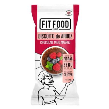 BISCOITO DE ARROZ C/ CHOCOLATE MEIO AMARGO FIT FOOD 60G