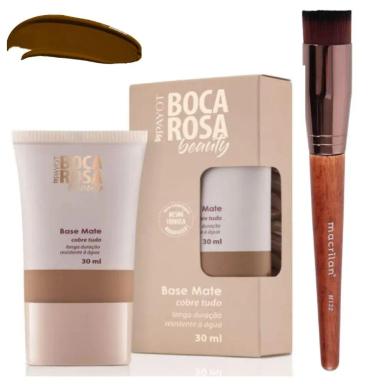 COMBO BASE BOCA ROSA + PINCEL PROFISSIONAL KABUKI MACRILAN - M132 + 08 FERNANDA
