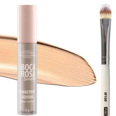 COMBO CORRETIVO BOCA ROSA + PINCEL PARA CORRETIVO MACRILAN - W106+ JASMIM