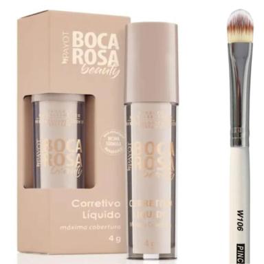 COMBO CORRETIVO BOCA ROSA + PINCEL PARA CORRETIVO MACRILAN - W106+ PETUNIA - xpto