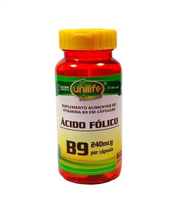 VITAMINA B9 ÁCIDO FóLICO UNILIFE 60 CáPS