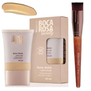 COMBO BASE BOCA ROSA + PINCEL PROFISSIONAL KABUKI MACRILAN - M132 + 04 ANTONIA - xpto