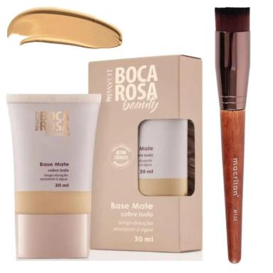 COMBO BASE BOCA ROSA + PINCEL PROFISSIONAL KABUKI MACRILAN - M132 + 05 ADRIANA - xpto