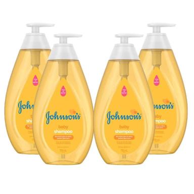 KIT SHAMPOO JOHNSON'S BABY REGULAR 750ML COM 4 UNIDADES