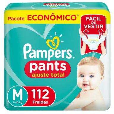 FRALDA PAMPERS PANTS AJUSTE TOTAL MAX M 112 UNIDADES