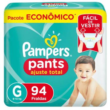 FRALDA PAMPERS PANTS AJUSTE TOTAL MAX G 94 UNIDADES
