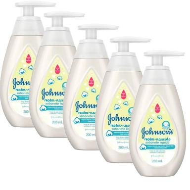 KIT 5 SABONETE LíQUIDO JOHNSON'S RECéM NASCIDO 200ML