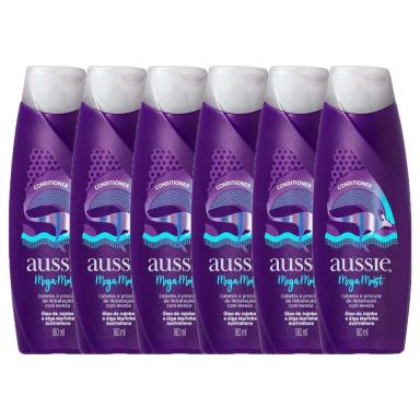 KIT 6 CONDICIONADORES AUSSIE MEGA MOIST SUPER HIDRATAçãO 180ML
