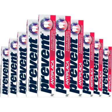 KIT 10 PASTA DE DENTES PREVENT ANTIPLACA 90 G